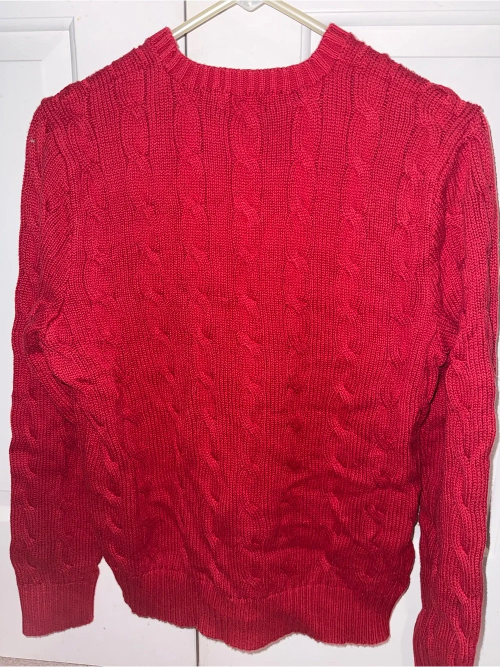 Polo by Ralph Lauren Red Cable-Knit Crewneck Sweater with Blue Pony